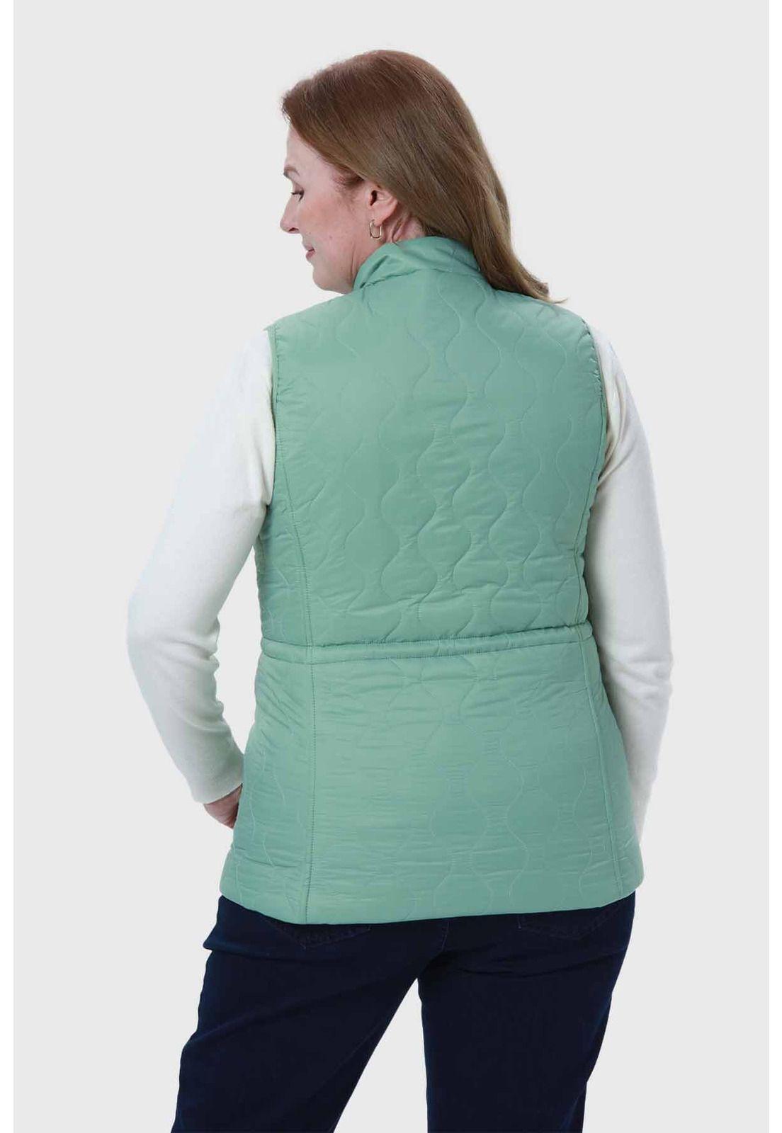 Parka Mujer Con Rombos Bolsillos Verde-2