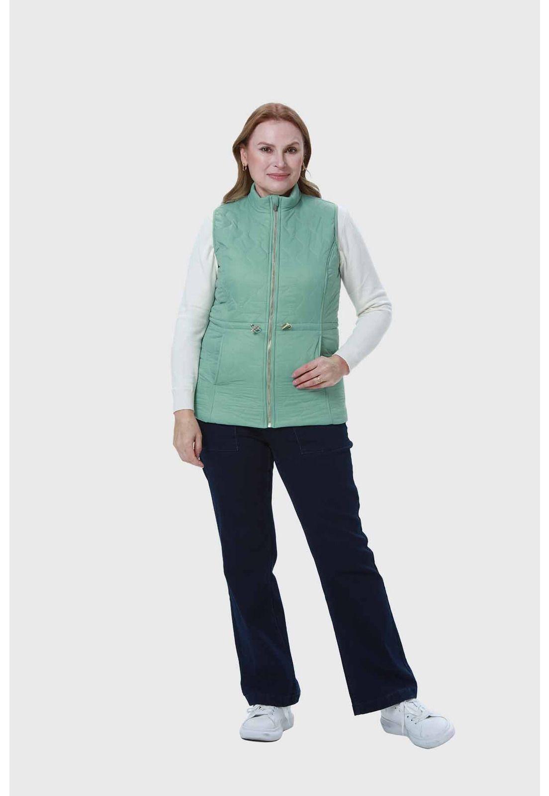 Parka Mujer Con Rombos Bolsillos Verde-3