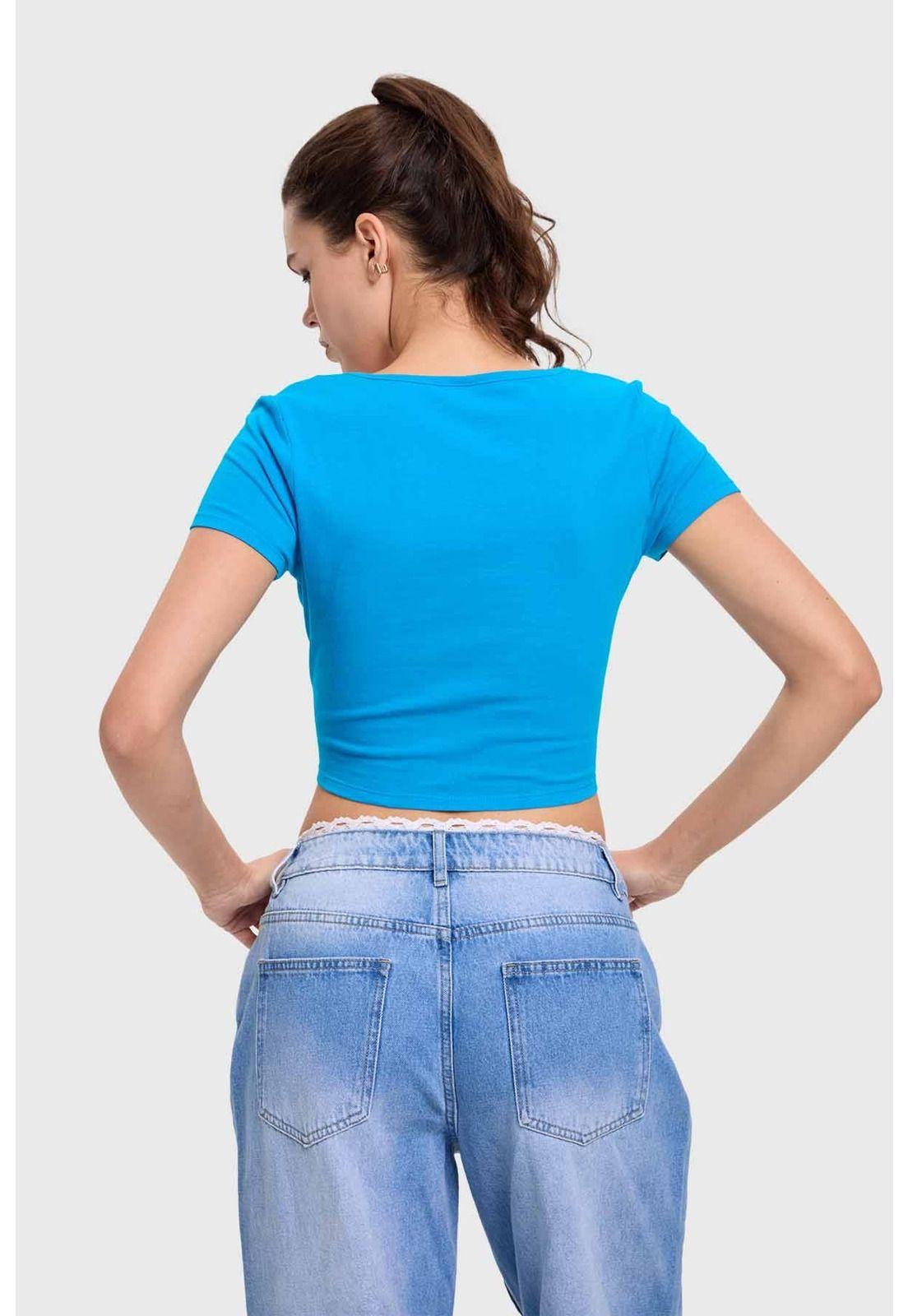 Polera Mujer Escote Cuadrado Azul-2