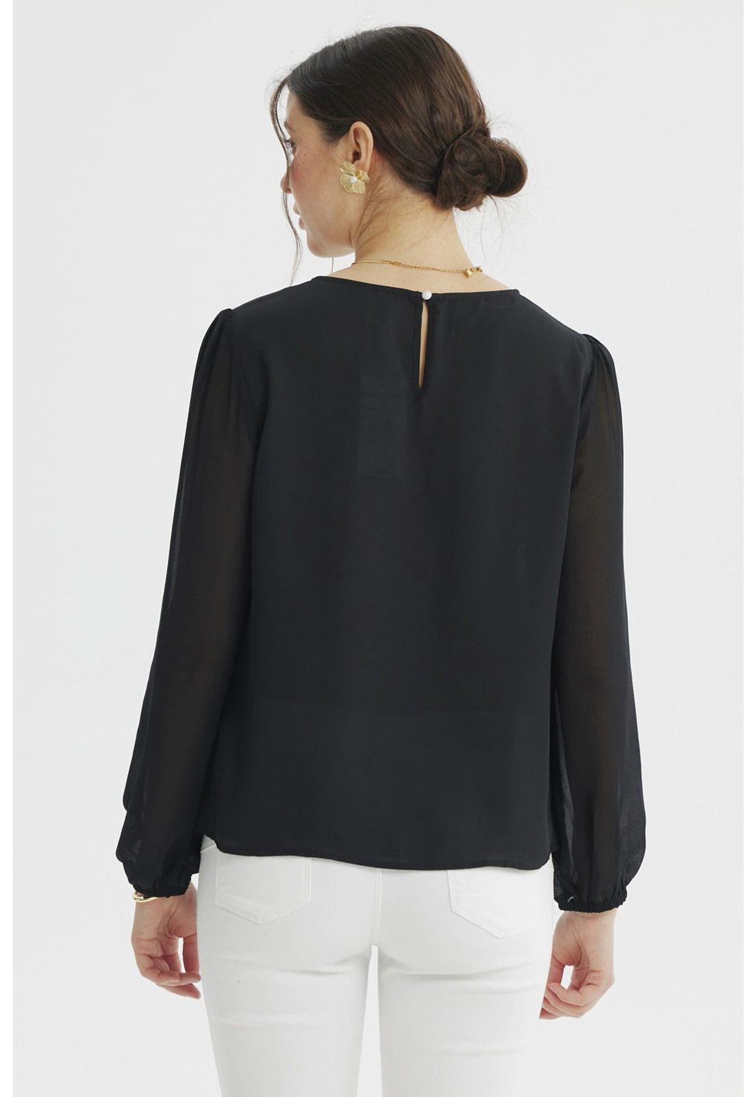 Blusa Mujer Holgada Transparencia Negro-2