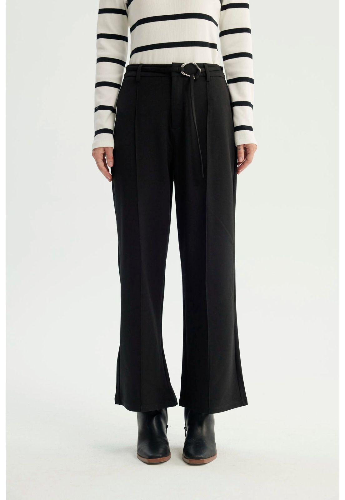 Pantalón Mujer Wide Leg Negro - Xlll-0