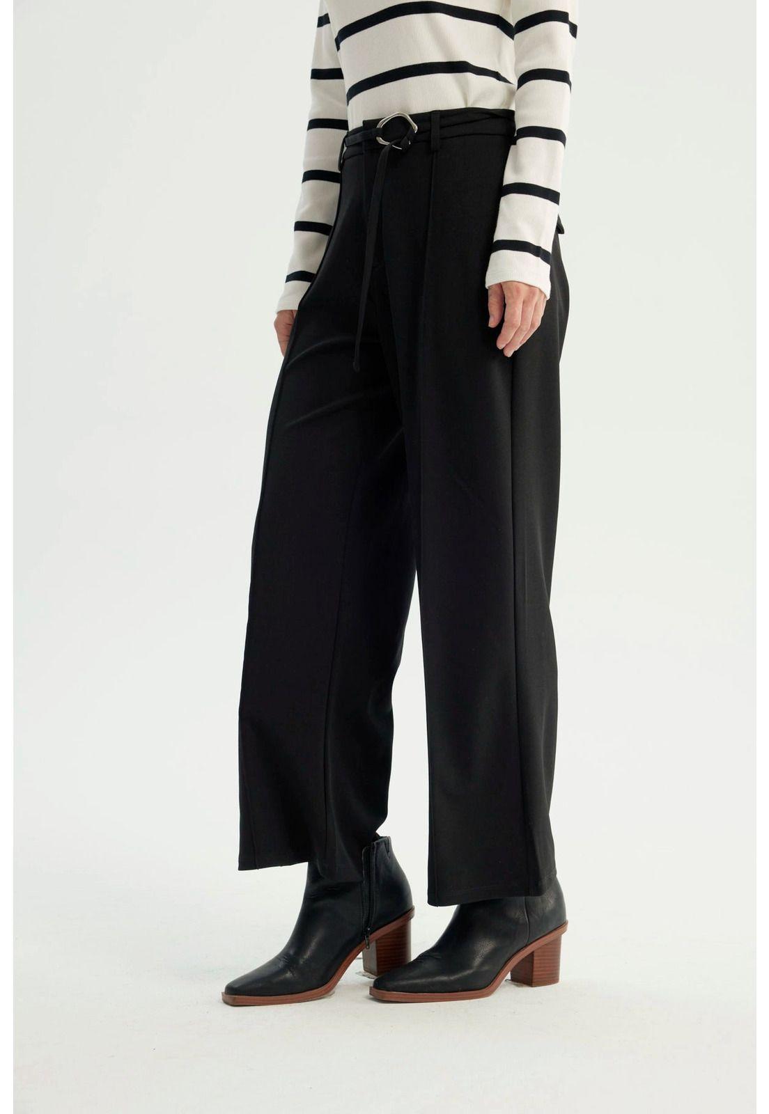 Pantalón Mujer Wide Leg Negro - Xlll-1