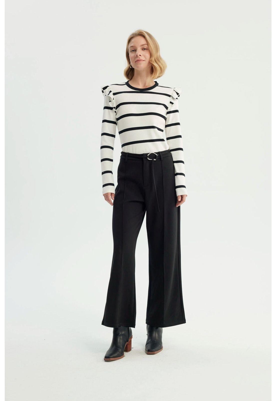 Pantalón Mujer Wide Leg Negro - Xlll-3