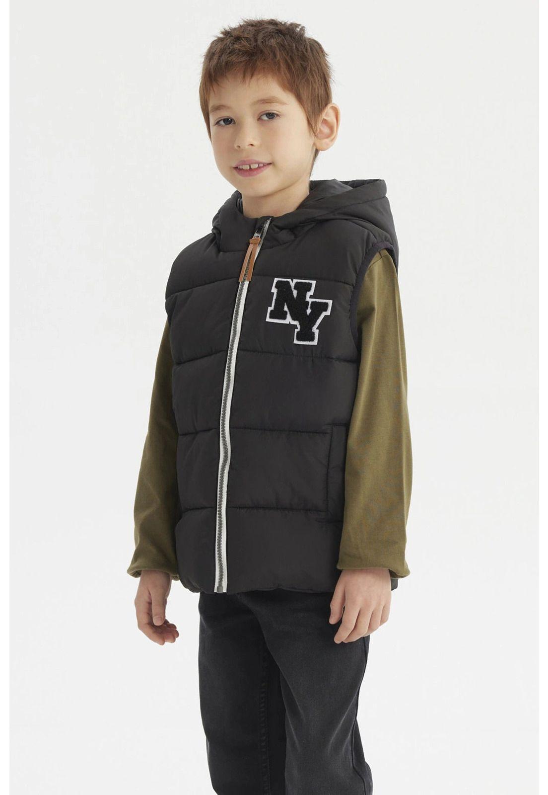 Parka Niño Full Zipper Con Bolsillo Negro-0
