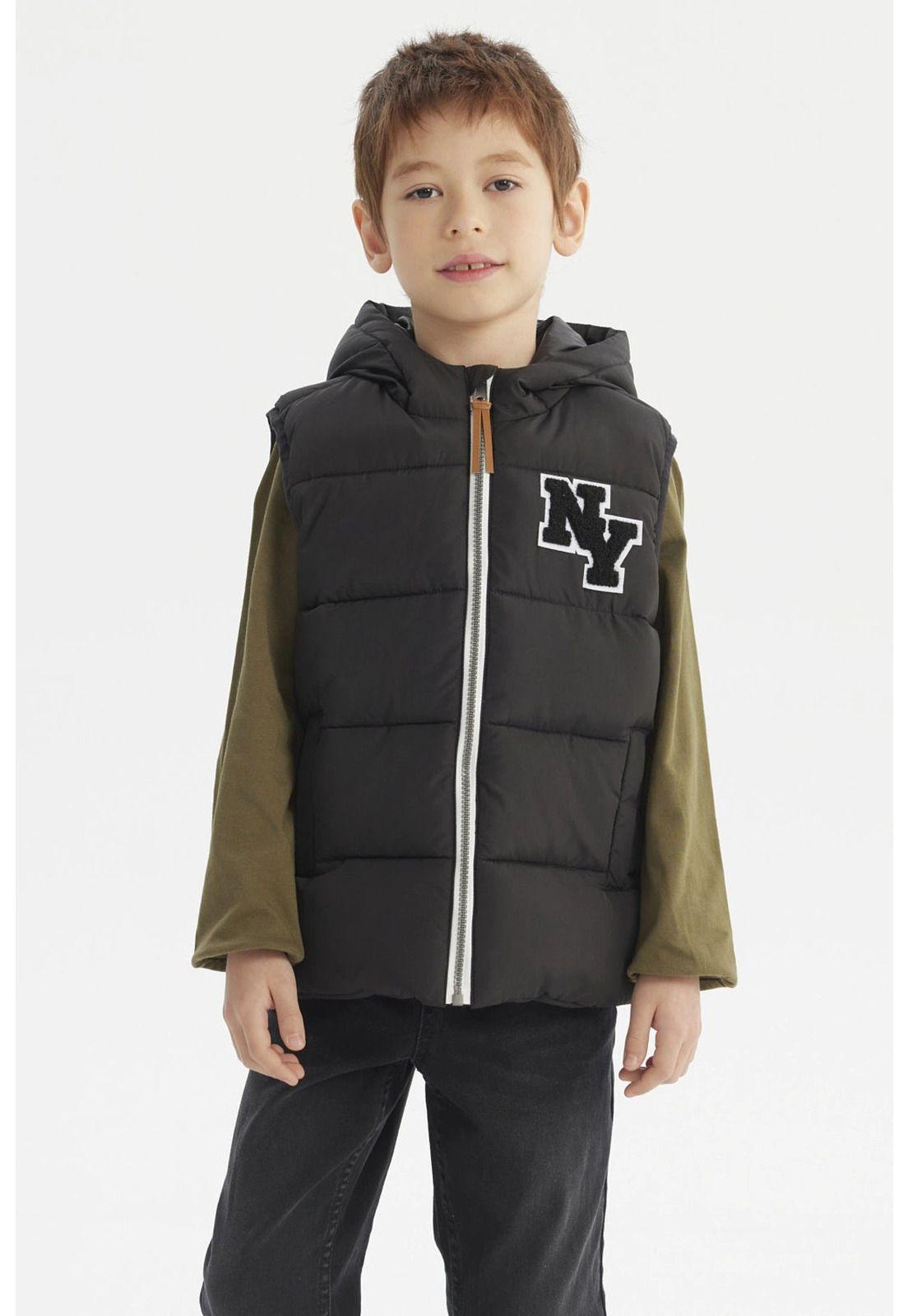 Parka Niño Full Zipper Con Bolsillo Negro-1