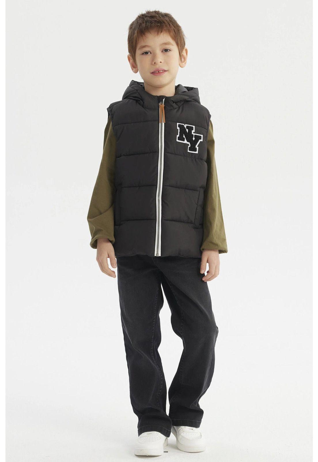 Parka Niño Full Zipper Con Bolsillo Negro-3
