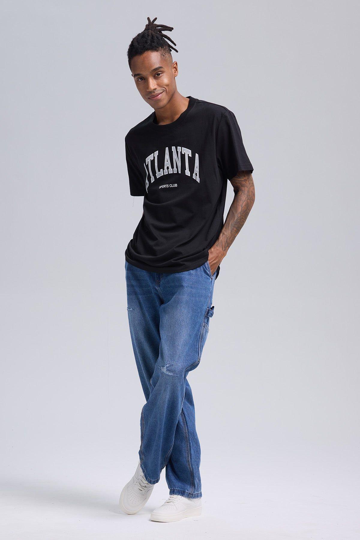 Polera Hombre Estampado Negro-3