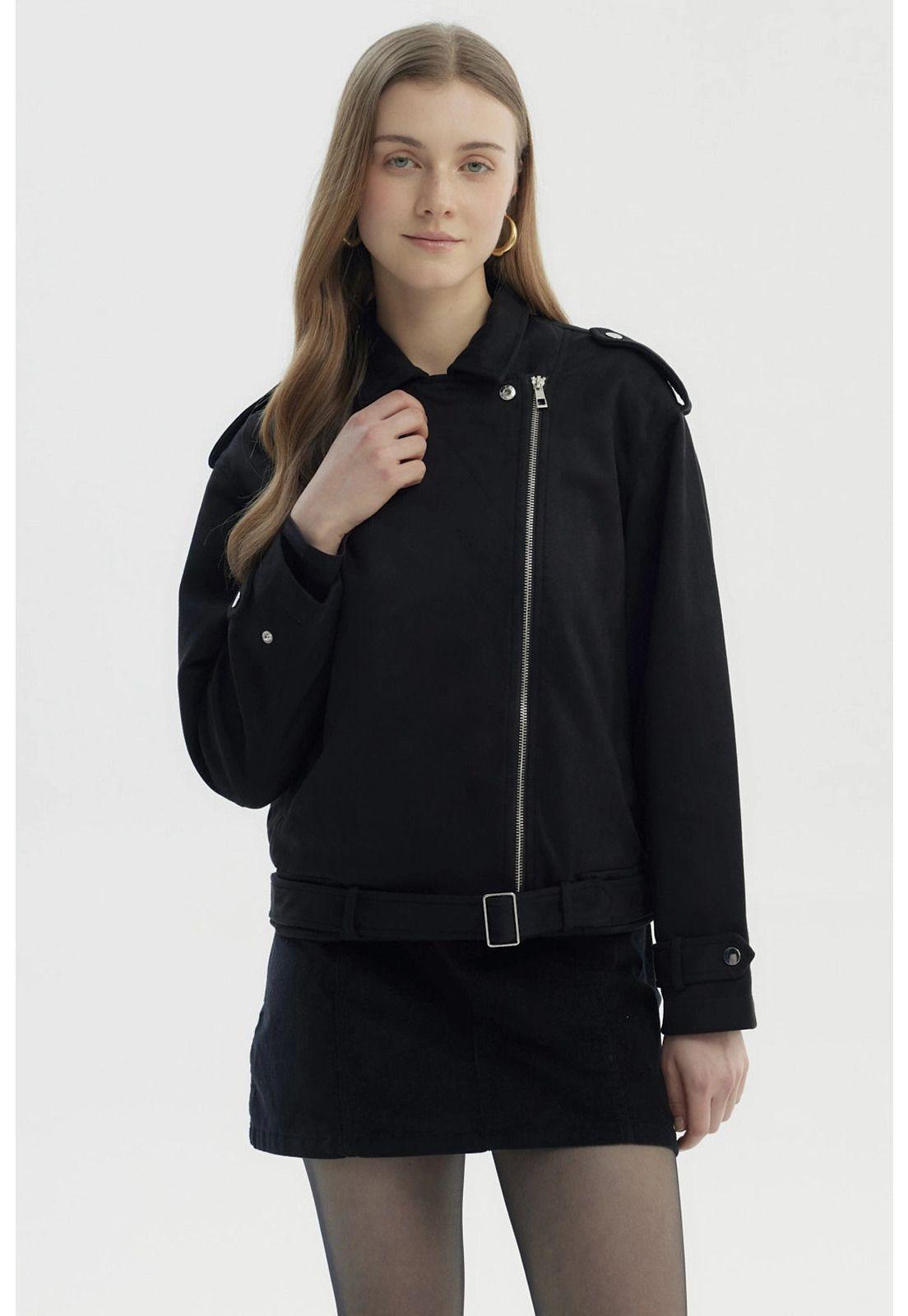 Chaqueta Mujer Oversize Gamuza Negro-0