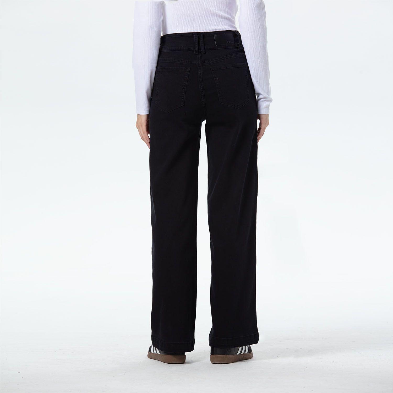 Jeans Mujer Bolsillo Calce Recto Negro-2