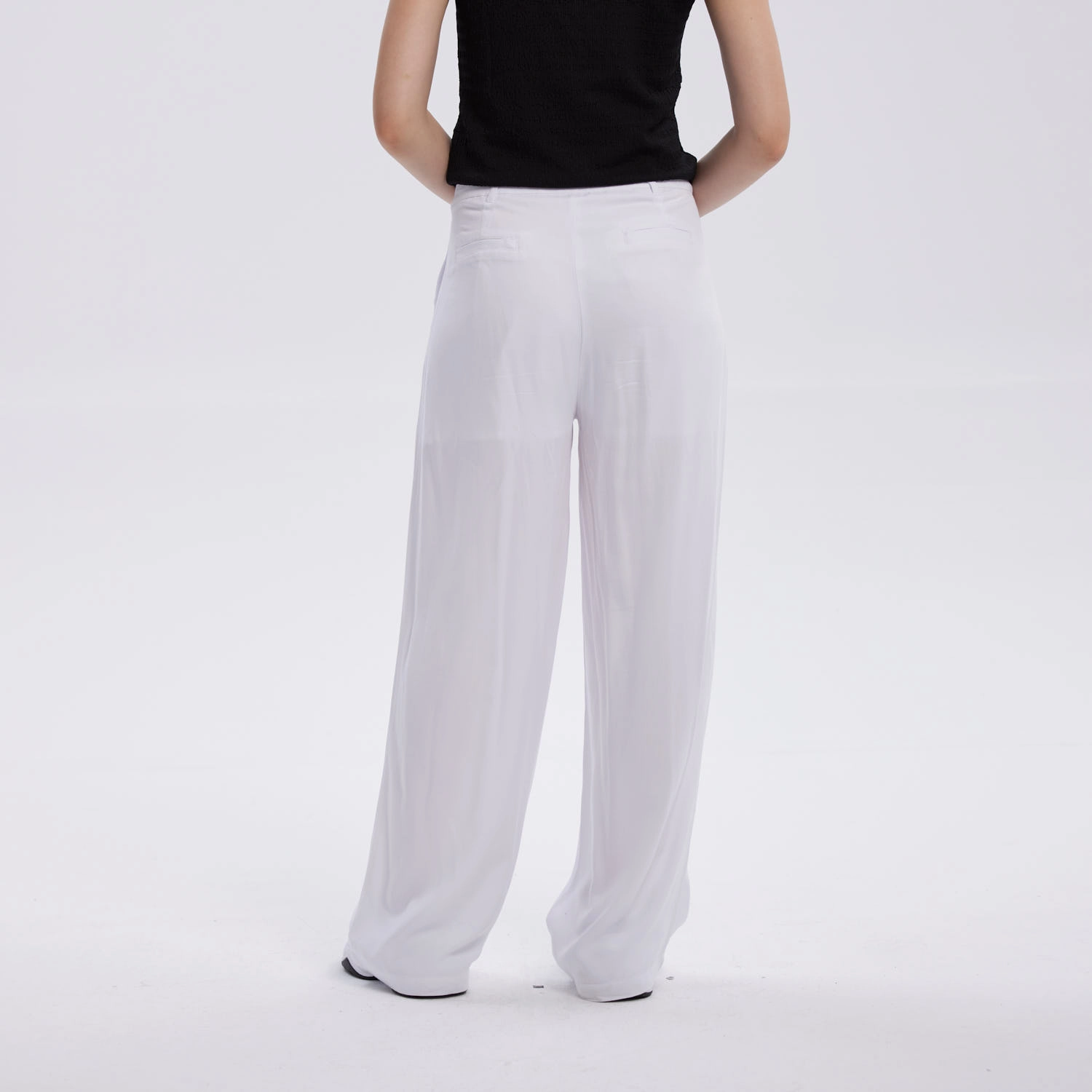 Pantalón Mujer Palazzo Liso Blanco-2