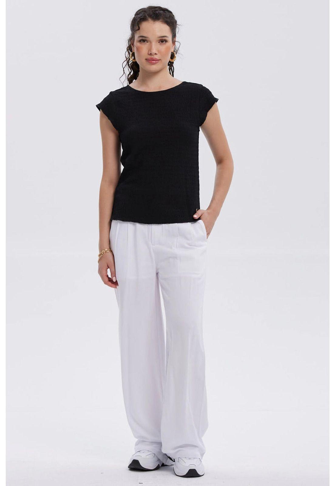 Pantalón Mujer Palazzo Liso Blanco-3