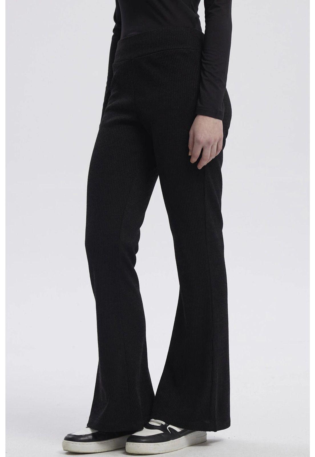 Pantalón Mujer Flare Rib Negro - lll-1