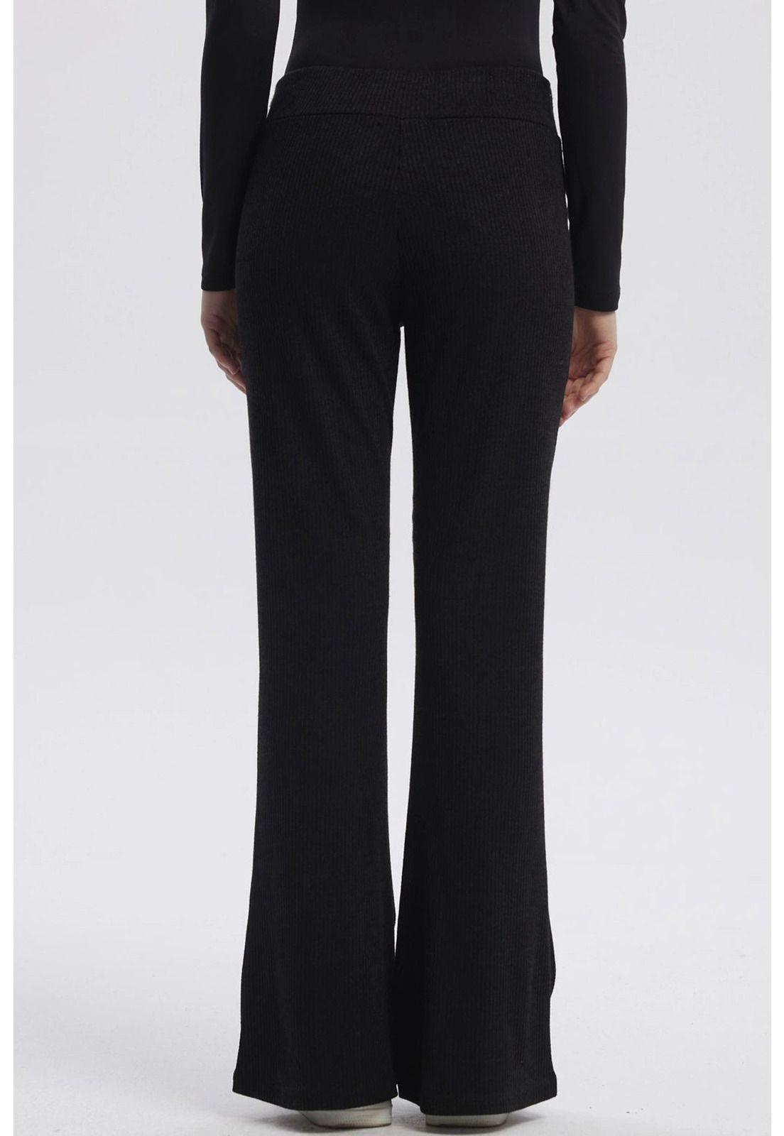 Pantalón Mujer Flare Rib Negro - lll-2