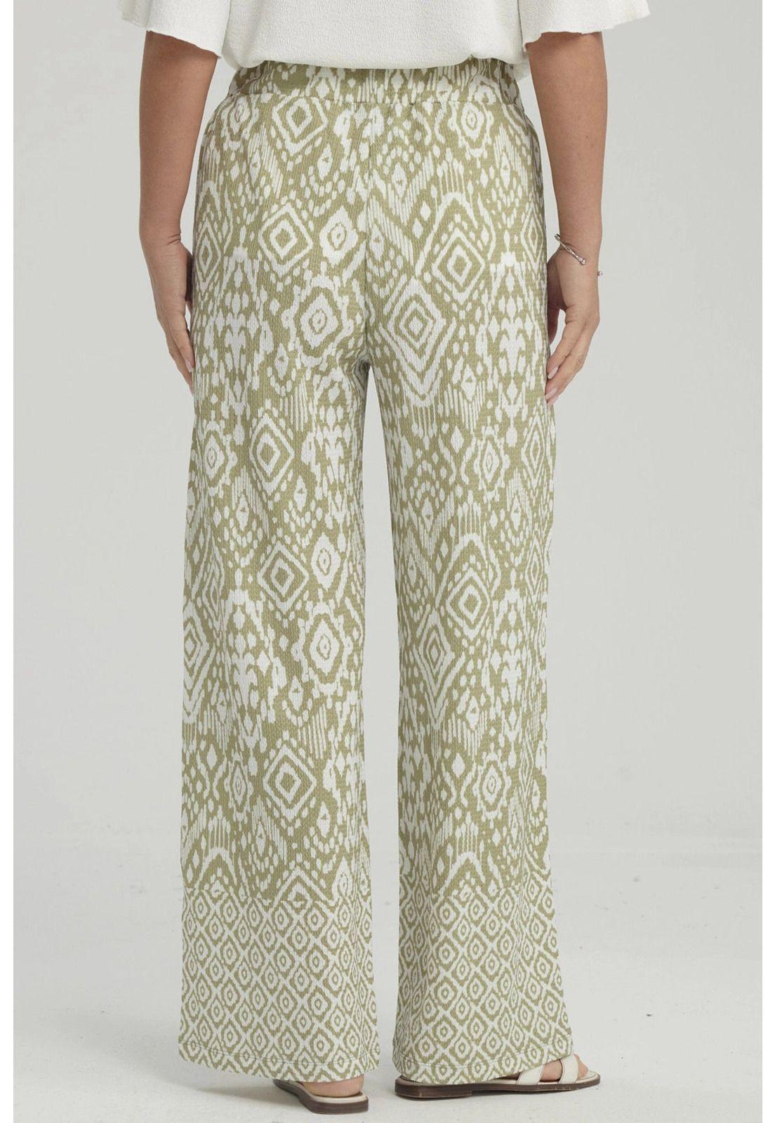 Pantalón Mujer Palazzo Pretina Elasticada Verde Claro-2