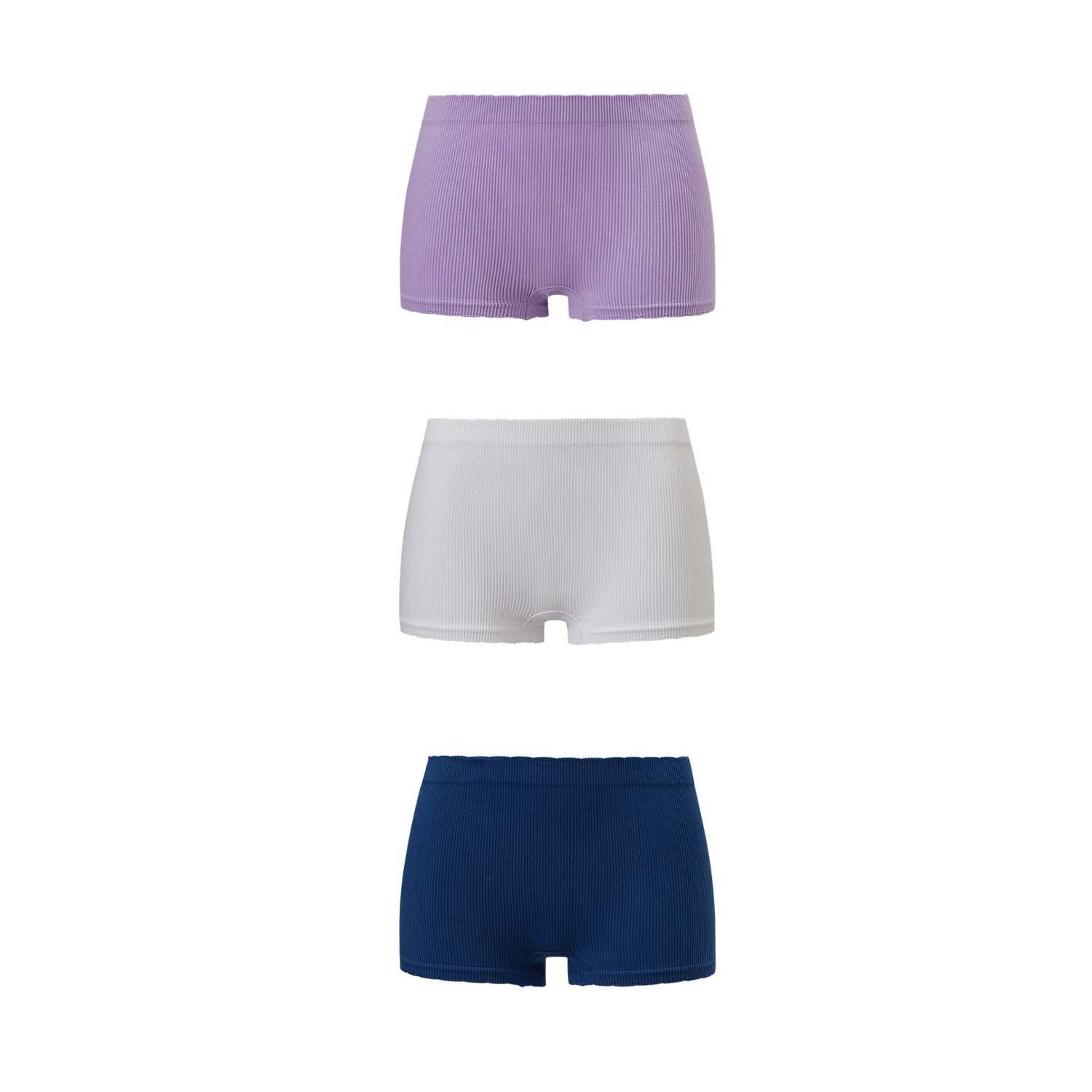 Calzón Mujer Short Tripack Liso Rib Lila-0