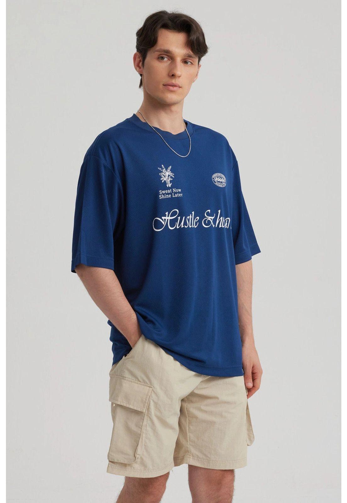 Polera Hombre Print Azul Marino-5