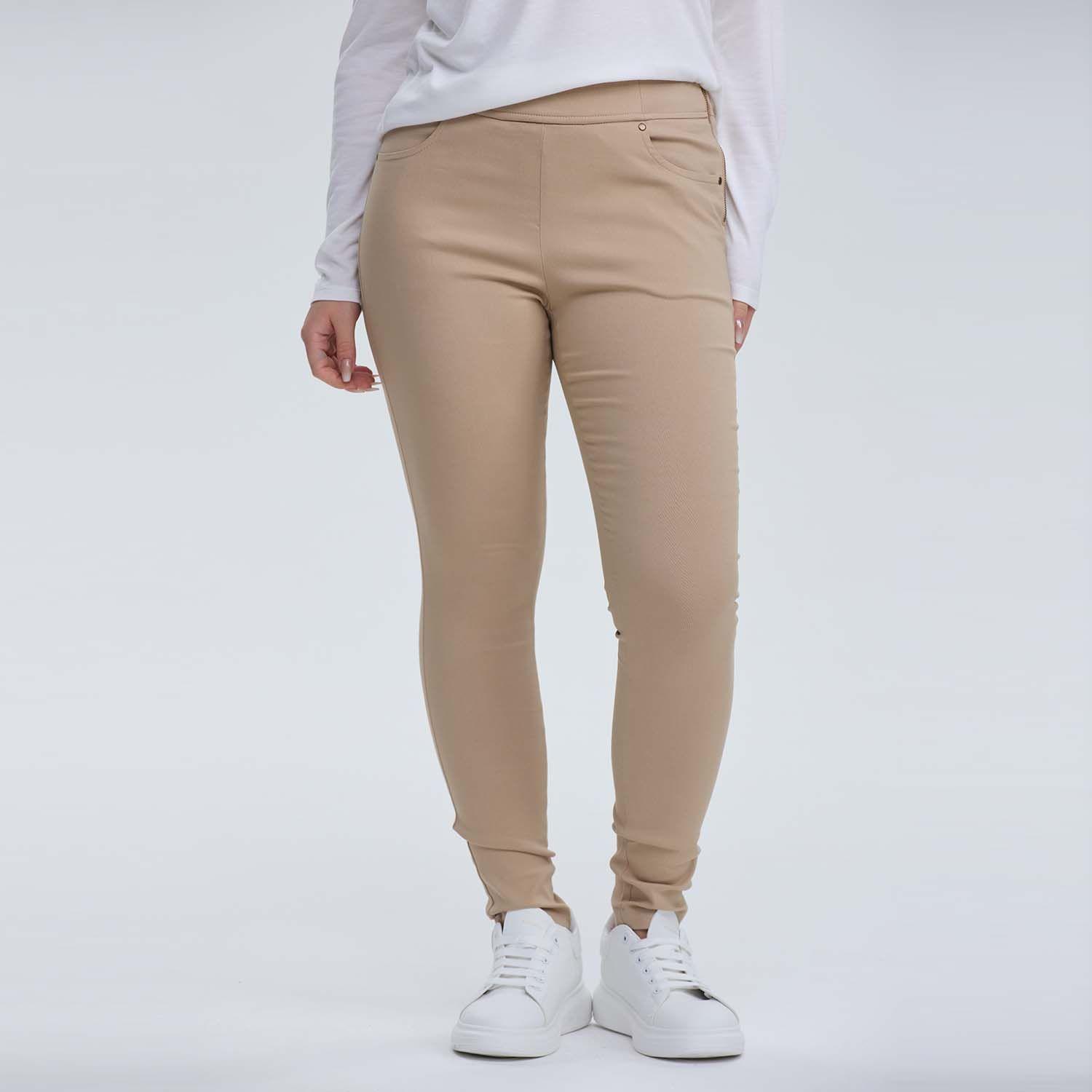 Pantalón Mujer Con Bolsillo Taupe-0