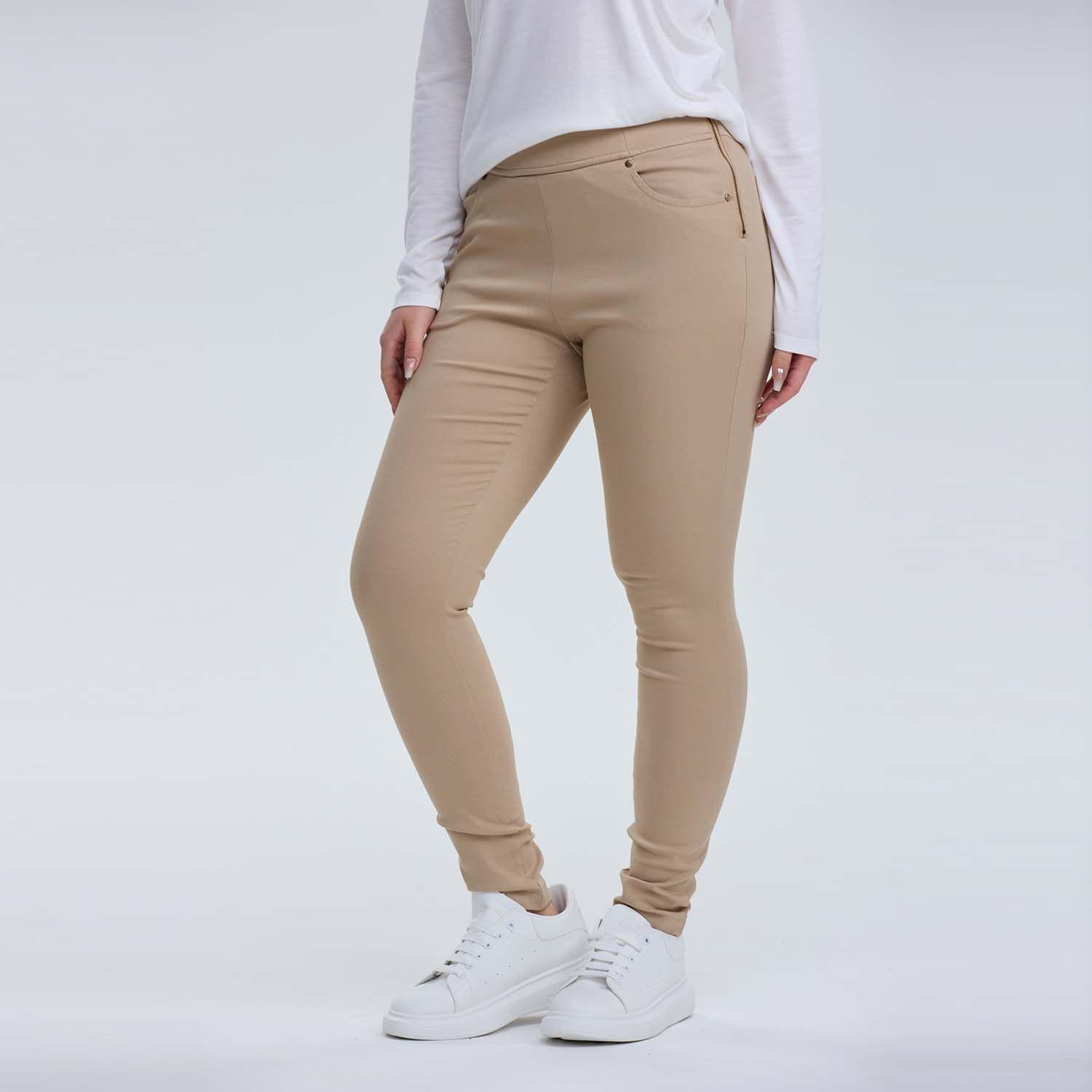 Pantalón Mujer Con Bolsillo Taupe-1