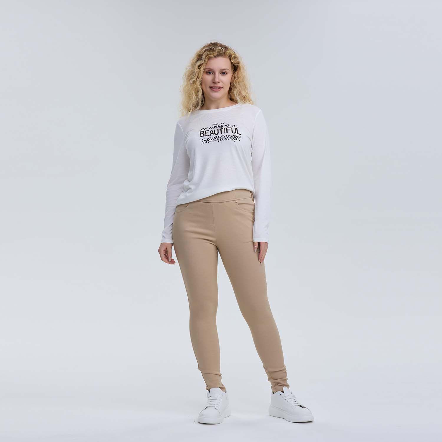 Pantalón Mujer Con Bolsillo Taupe-3