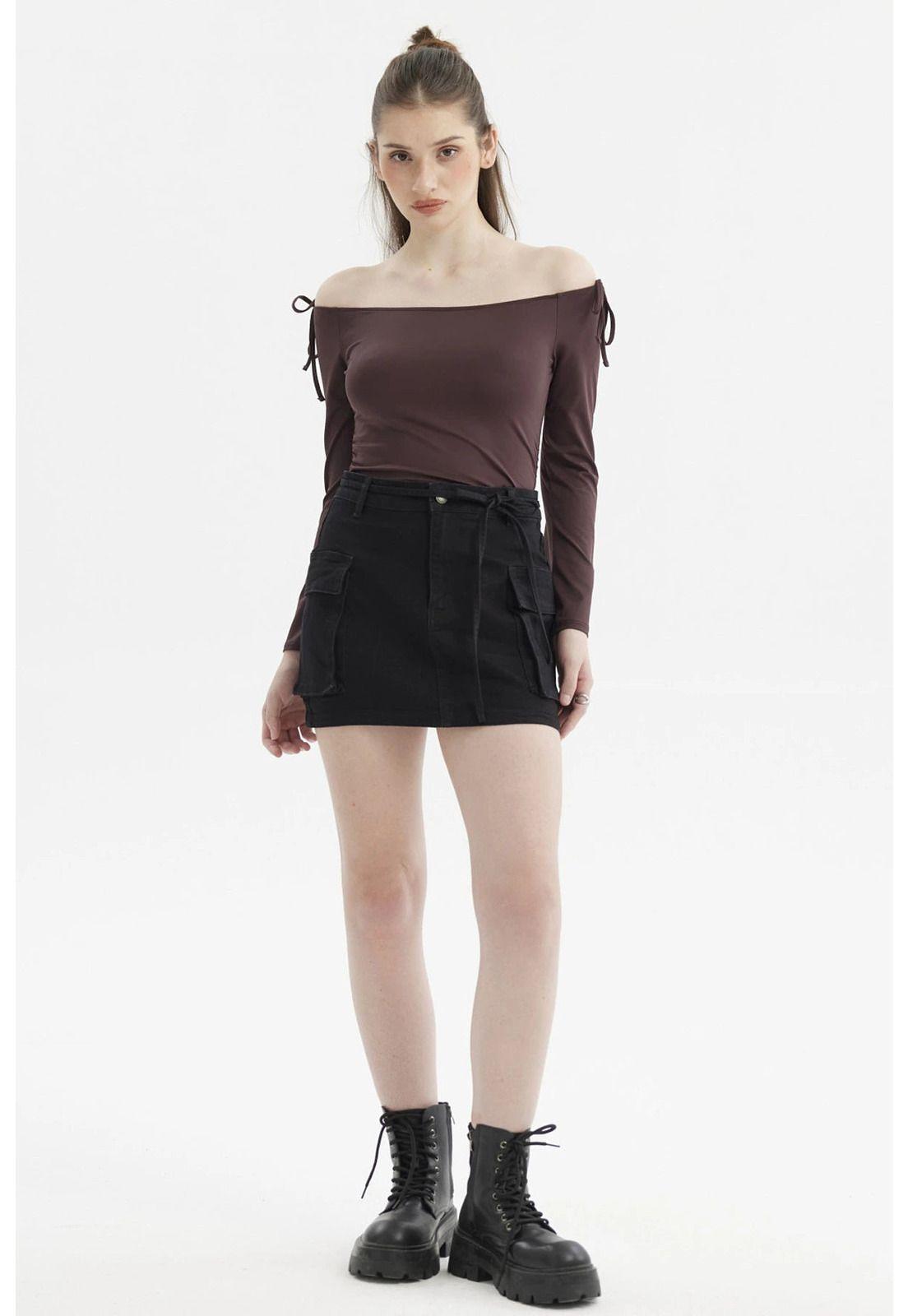 Polera Mujer Bardot Hombros Chocolate-3