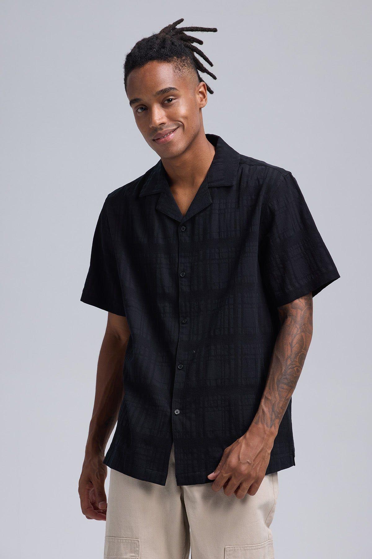 Camisa Hombre Textura Negro-1