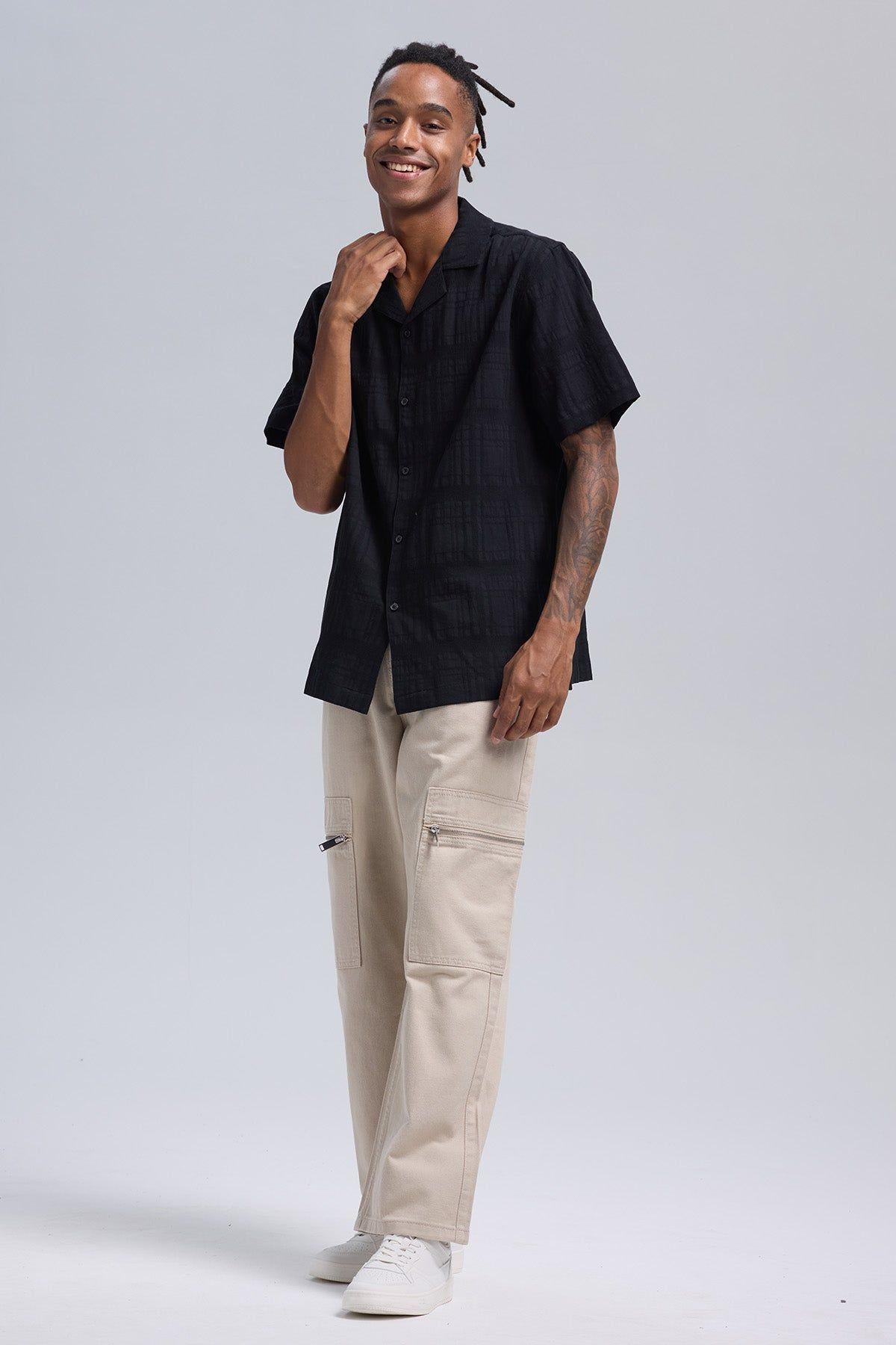 Camisa Hombre Textura Negro-3