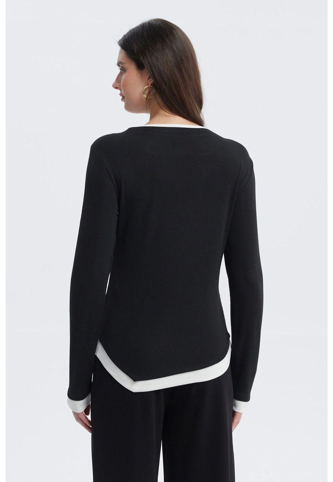 Polera Mujer Borde En Contraste Negro-2