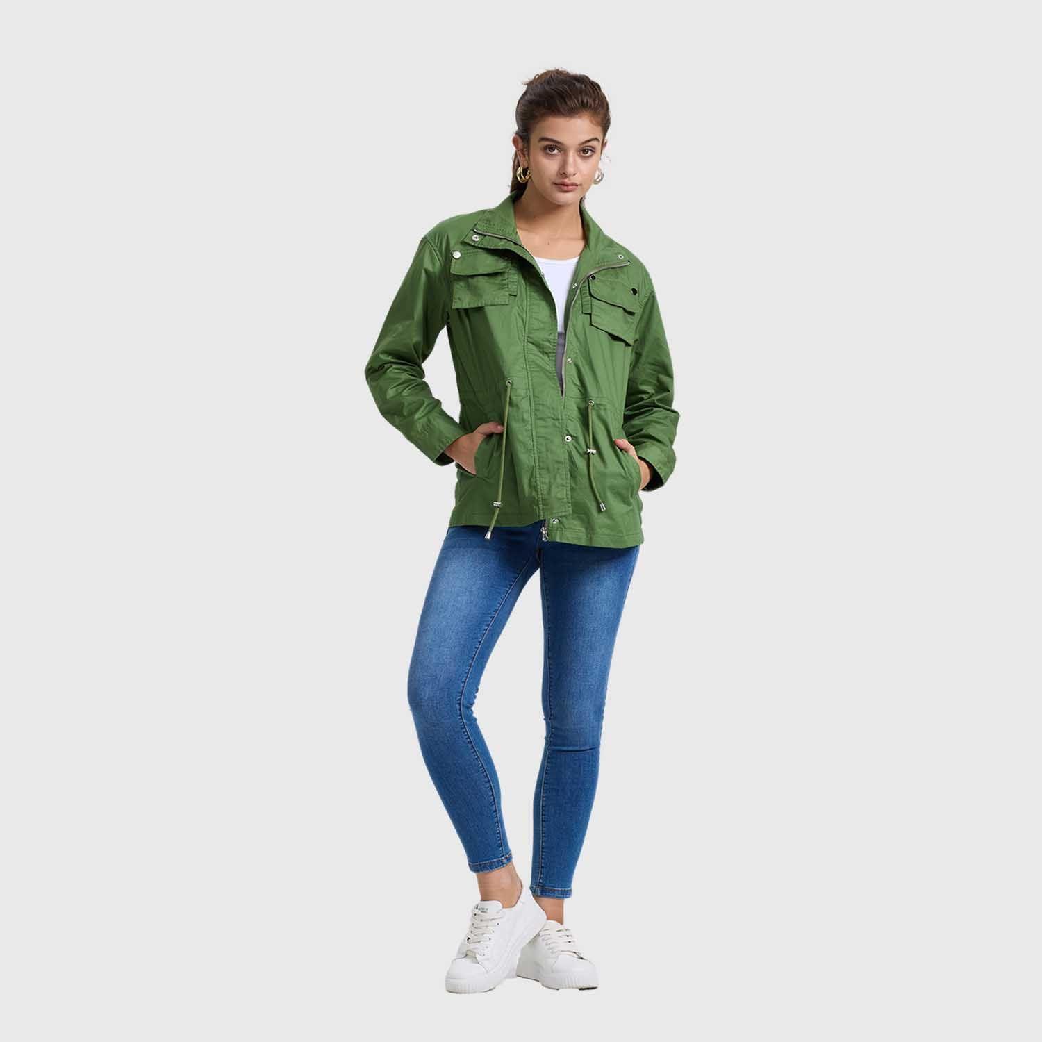 Chaqueta Mujer Aplicación Verde Militar Fashion's Park-3