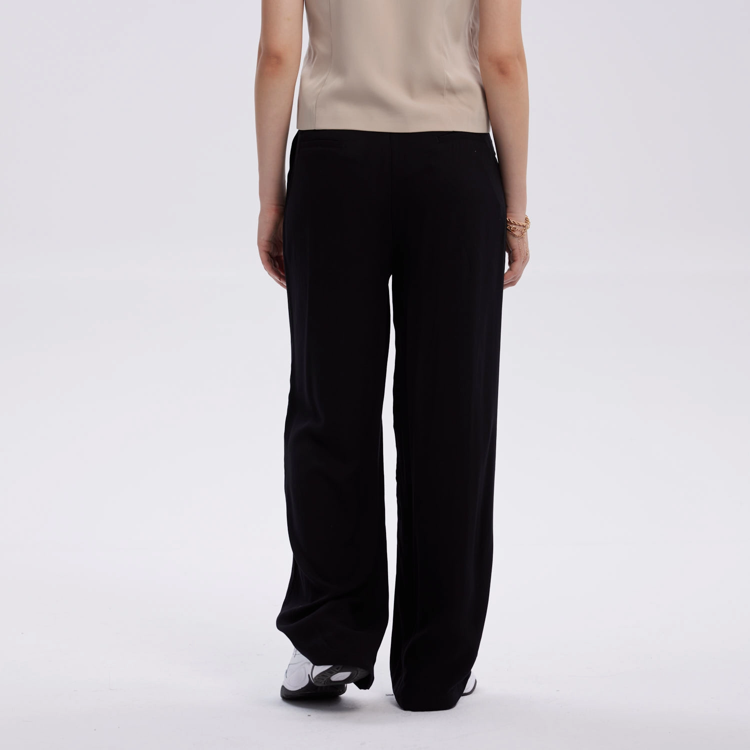 Pantalón Mujer Palazzo Liso Negro-2