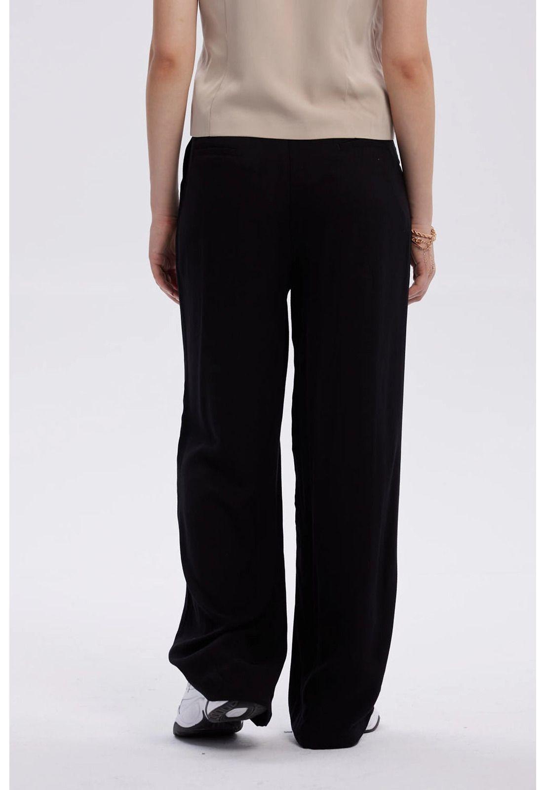 Pantalón Mujer Palazzo Liso Negro-2