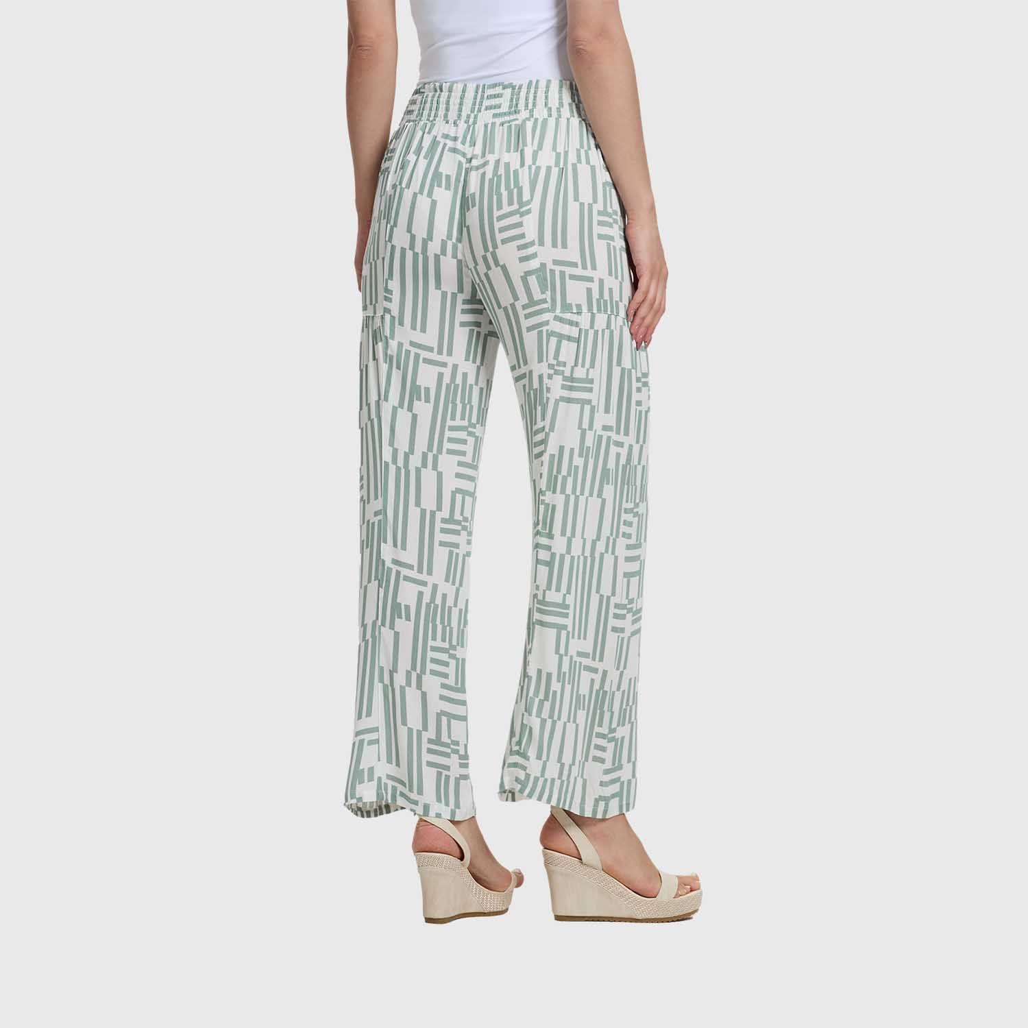 Pantalón Mujer Palazzo Pretina Elasticada Verde Musgo I FSP-2