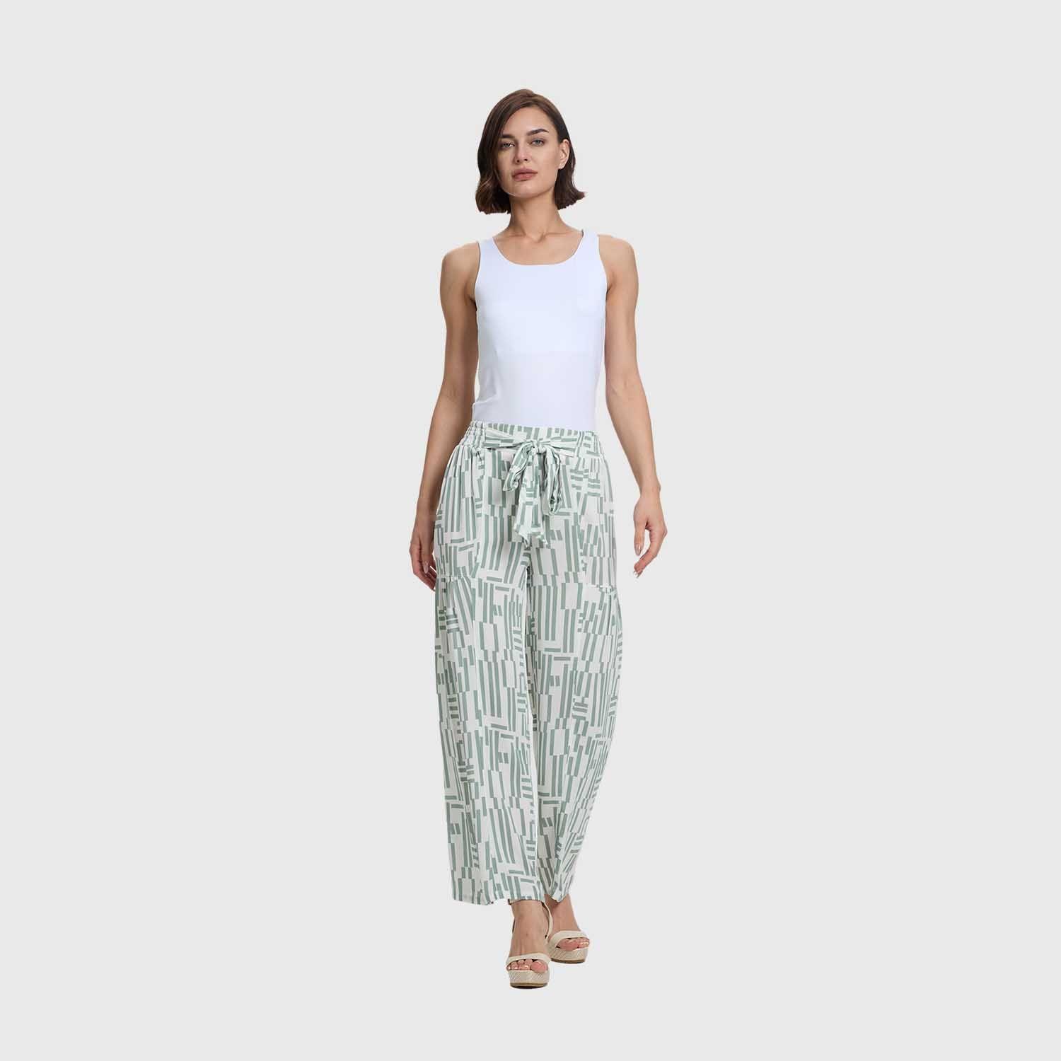 Pantalón Mujer Palazzo Pretina Elasticada Verde Musgo I FSP-3