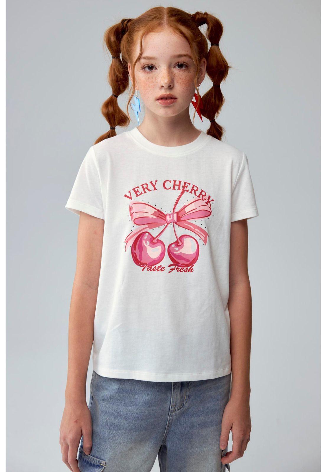 Polera Niña Básica Estampada Crudo-0