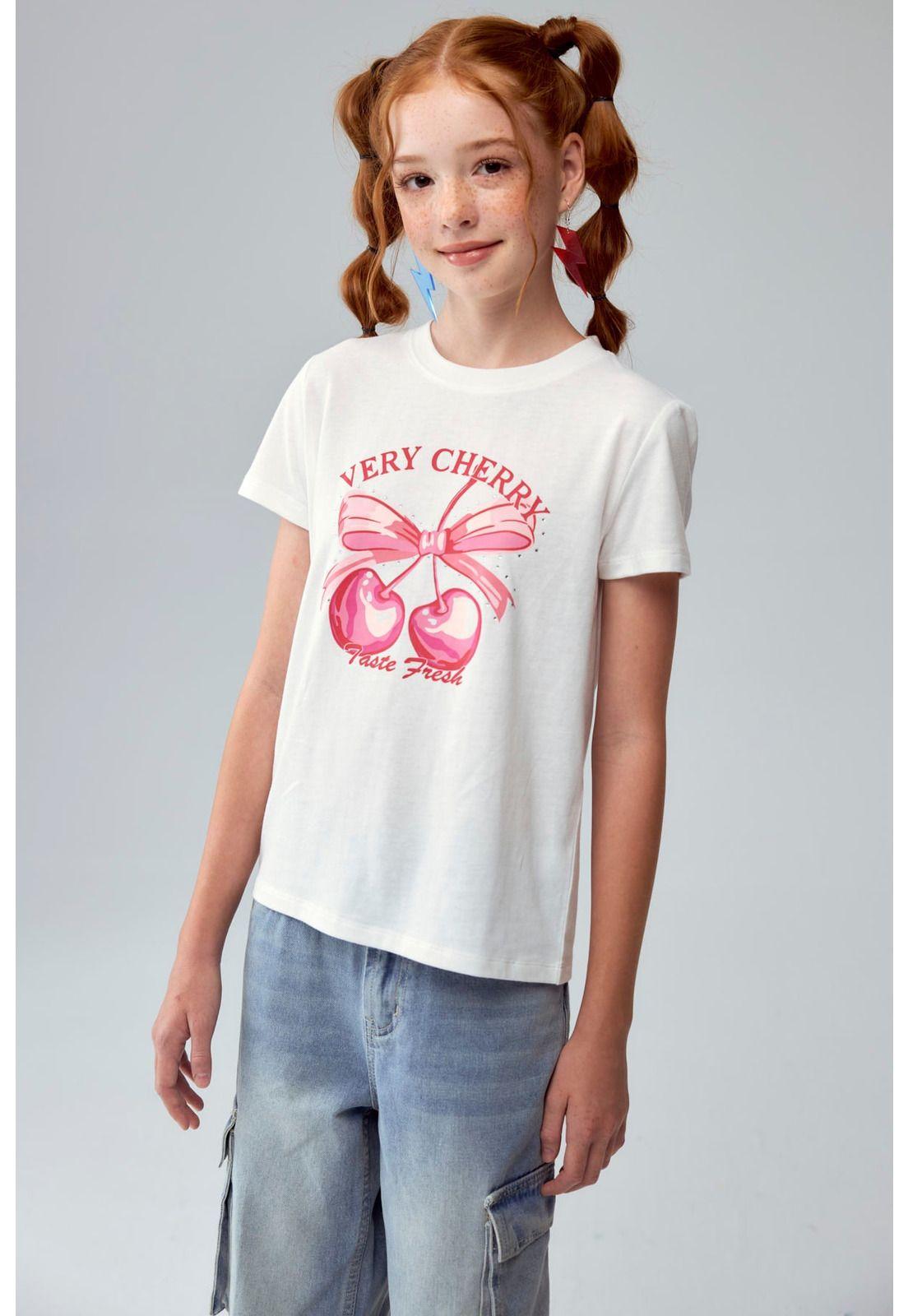 Polera Niña Básica Estampada Crudo-1