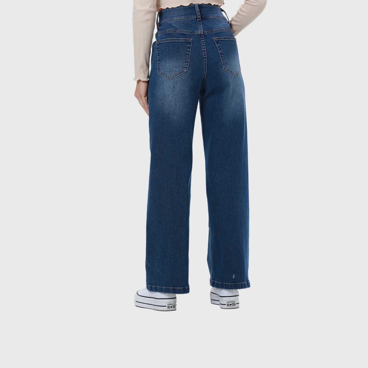 Jeans Mujer Wide Leg Linea Azul Oscuro-2