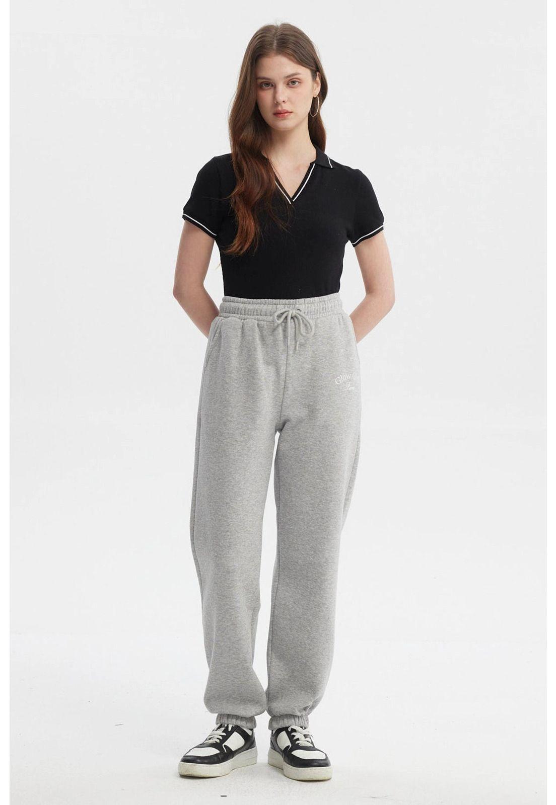 Pantalón Buzo Mujer Jogger Gris Melange - ll-3