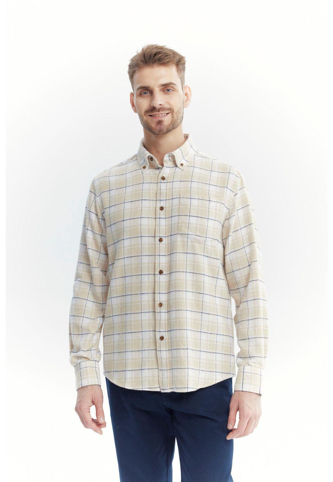 Camisa Hombre Franela Básica Beige-0