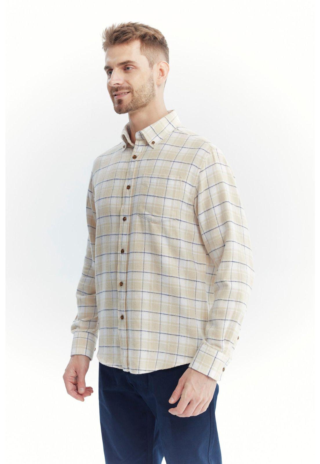 Camisa Hombre Franela Básica Beige-1