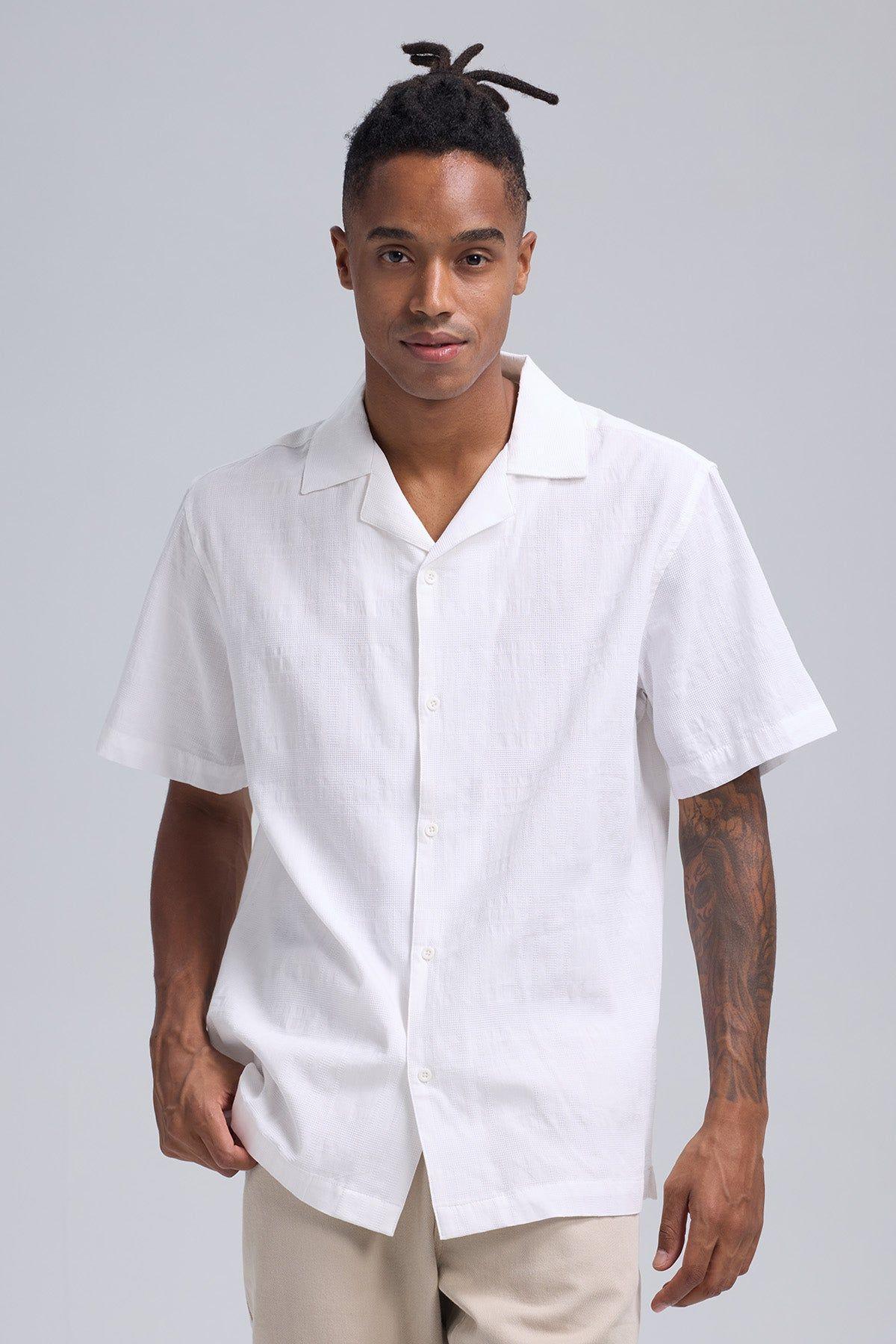 Camisa Hombre Textura Blanco-0