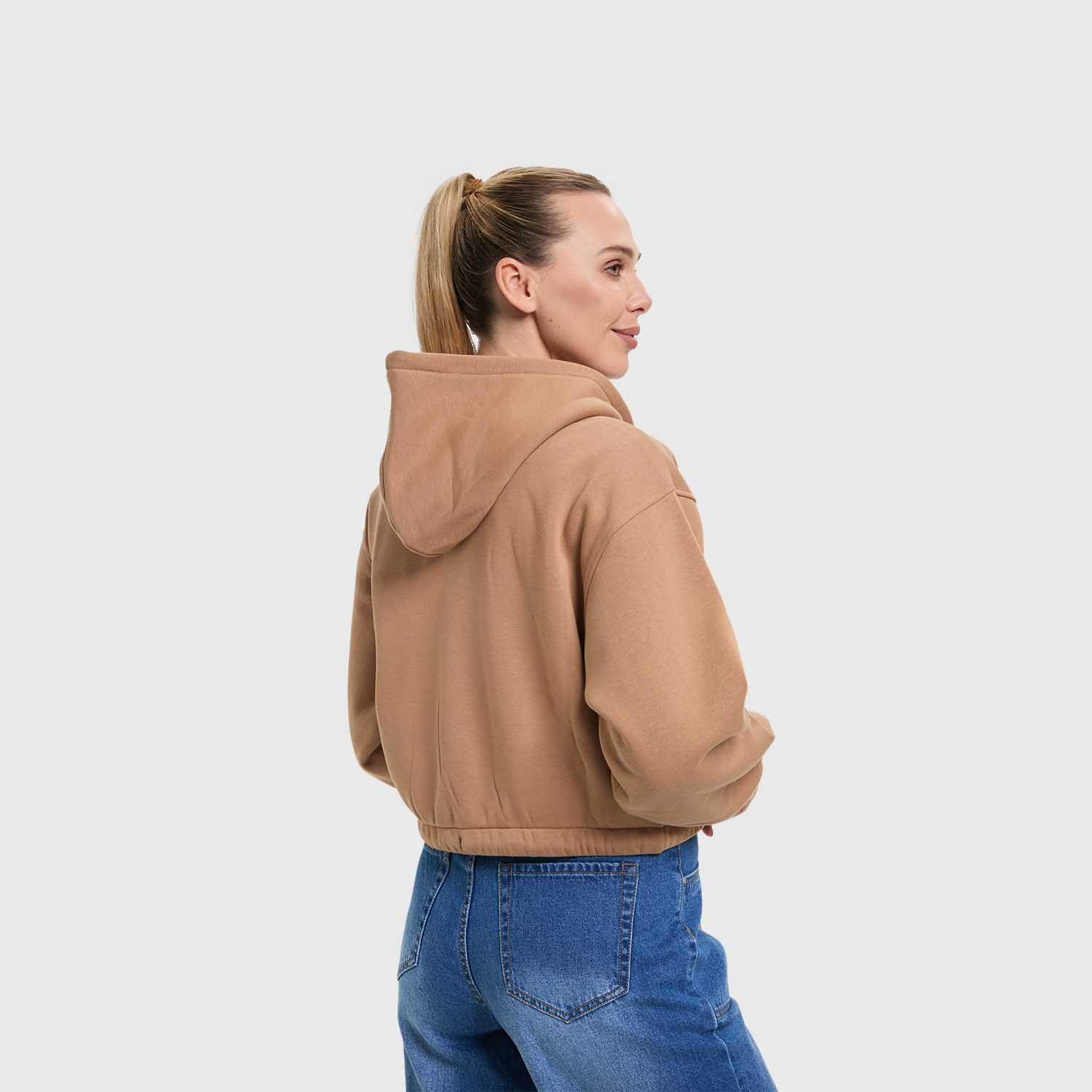 Polerón Mujer Zipper Crop Camel Fashion's Park-2