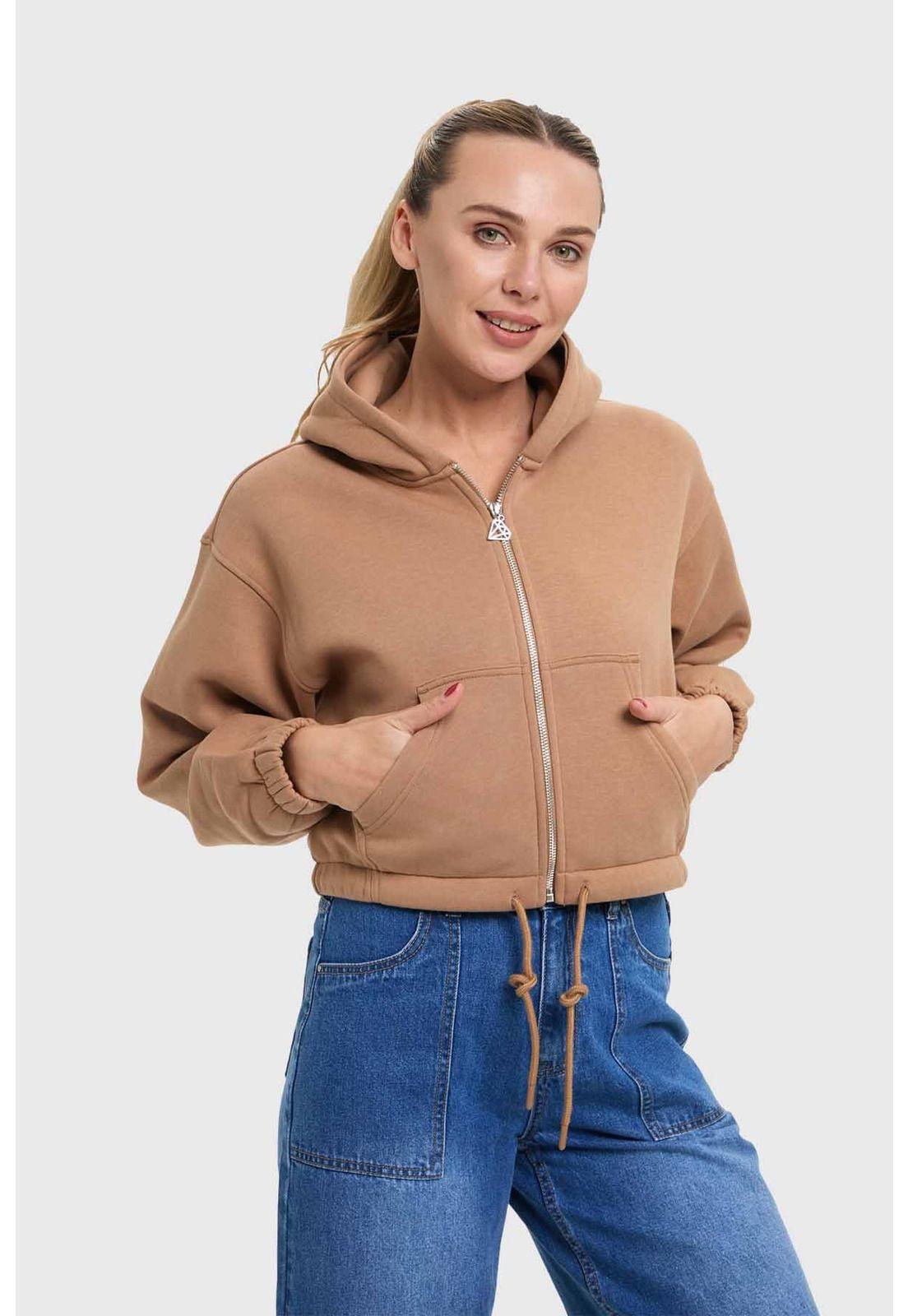 Polerón Mujer Crop Camel - ll-1