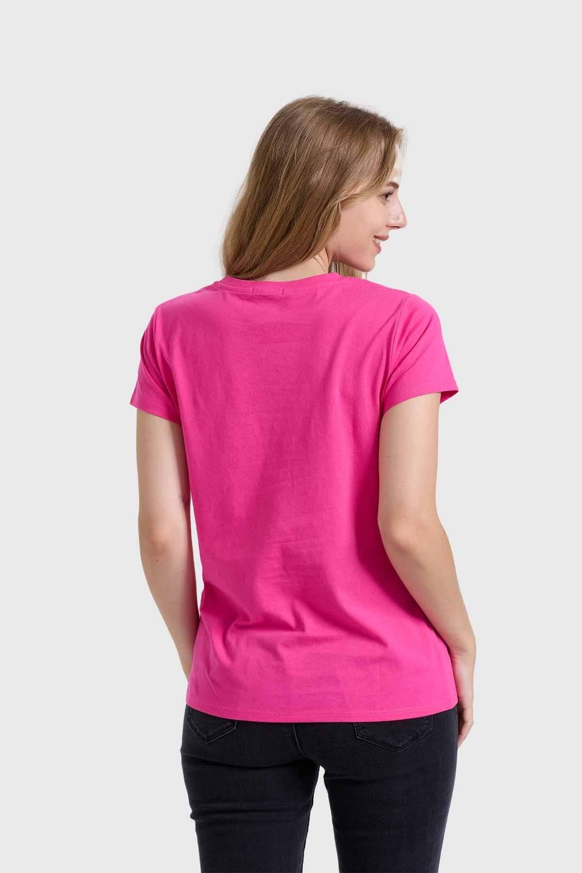 Polera Mujer Básica Print Fucsia-2