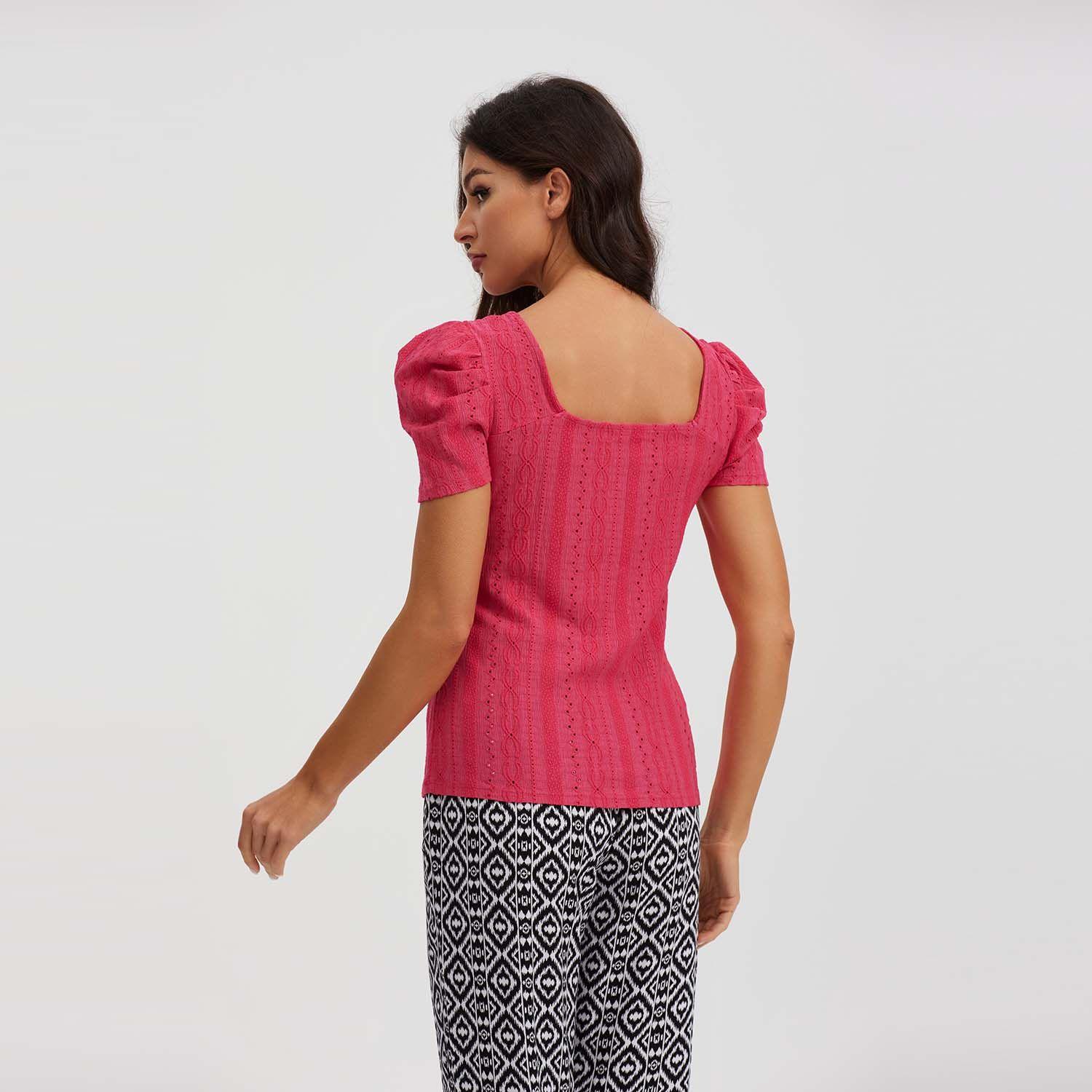 Polera Mujer Escote Corazón Coral-2