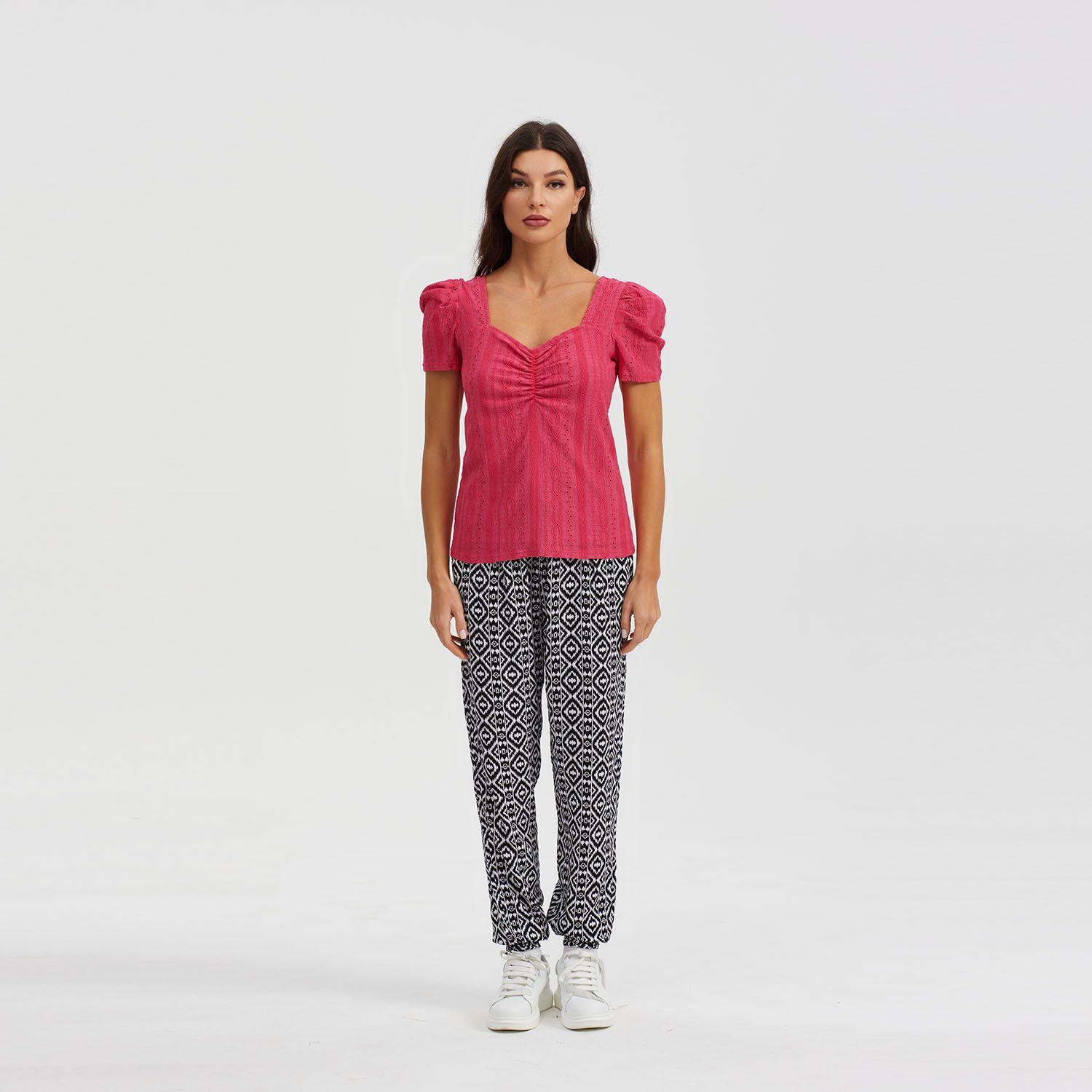Polera Mujer Escote Corazón Coral-3