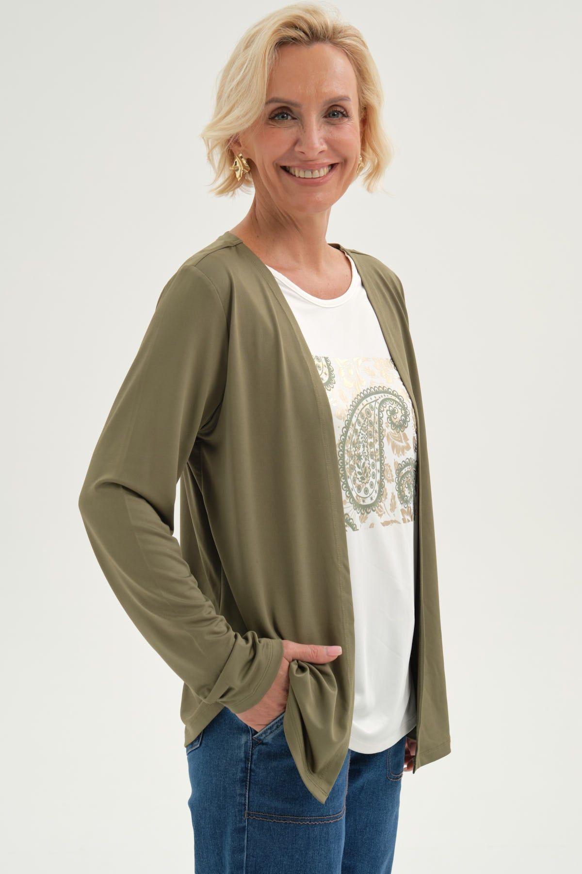 Polera Mujer Tapado Print Posicional Verde Militar-1