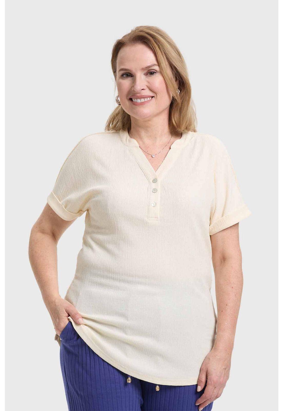 Polera Mujer Abotonada Arena-1