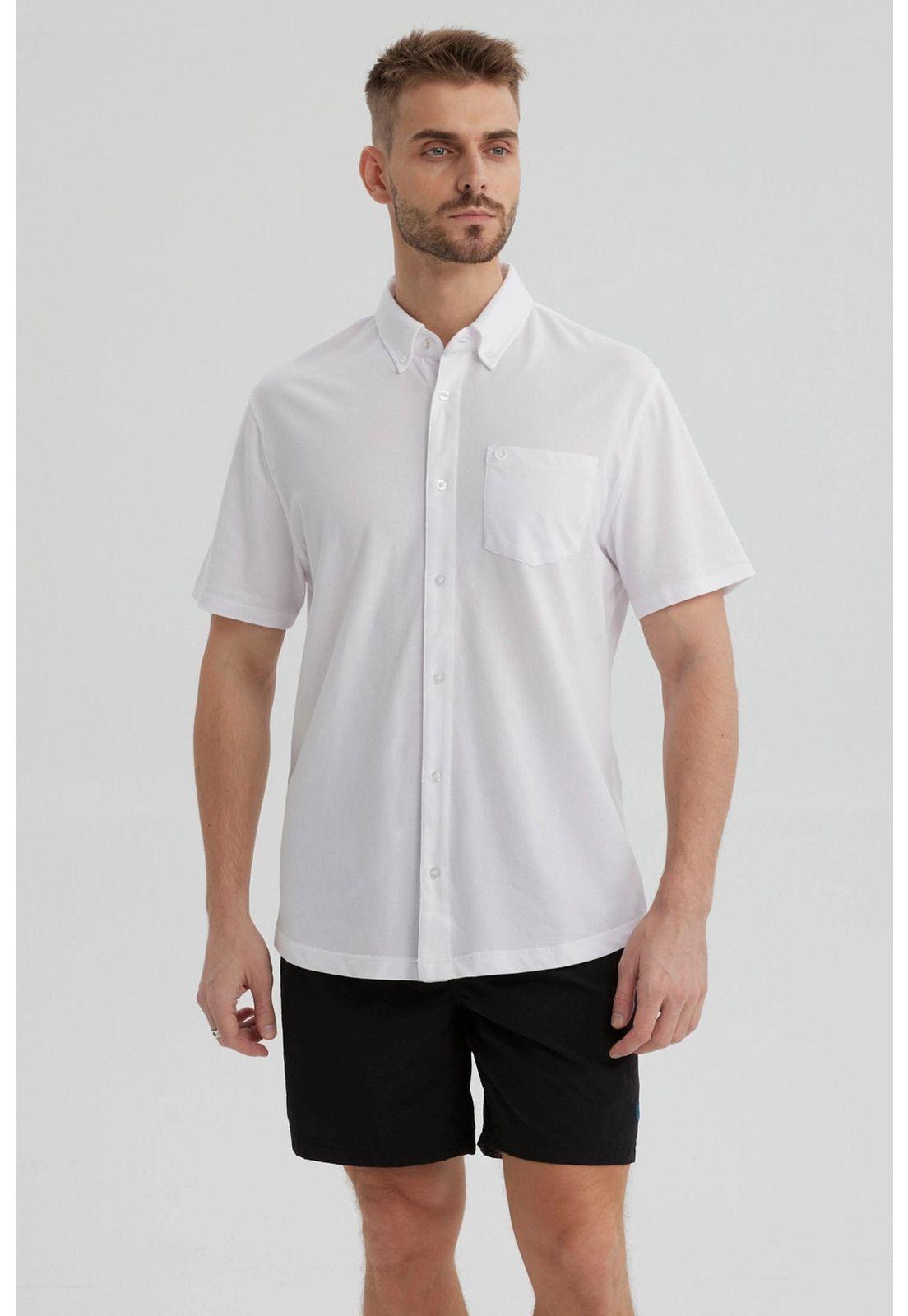 Camisa Hombre Piqué Con Bolsillo Blanco-0