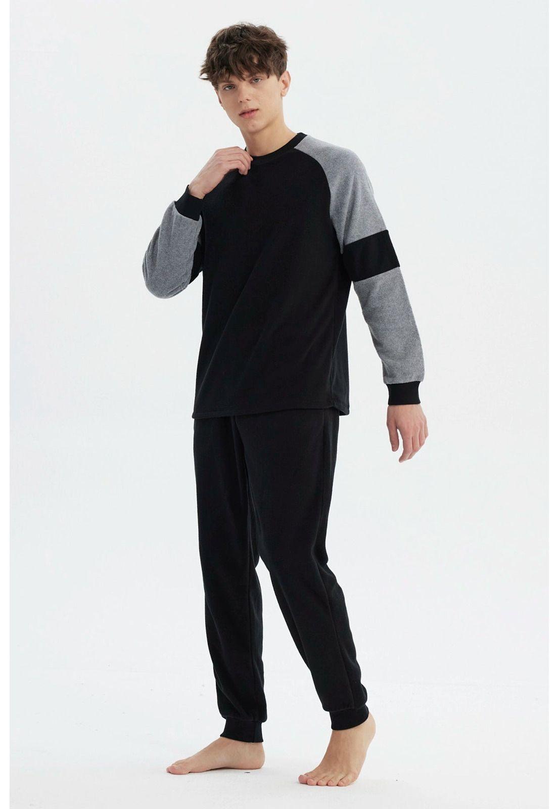 Pijama Hombre Pijama Polera Y Pantalón Negro - lV-1