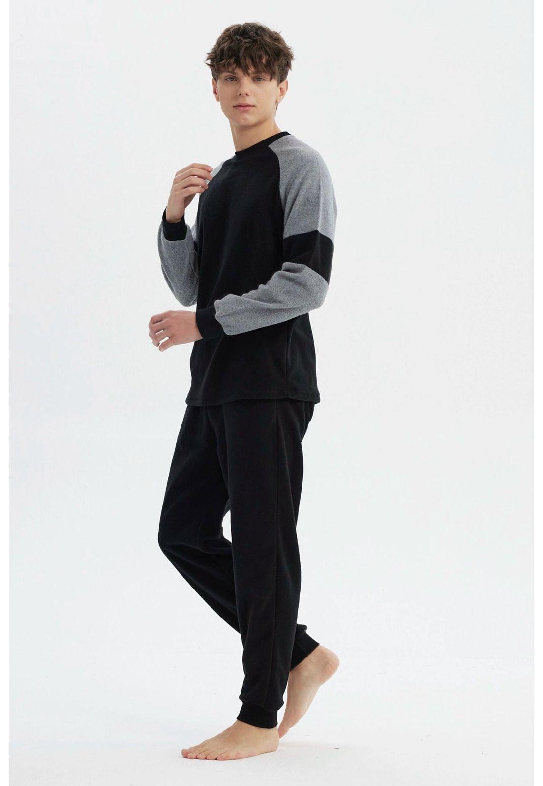 Pijama Hombre Pijama Polera Y Pantalón Negro - lV-3