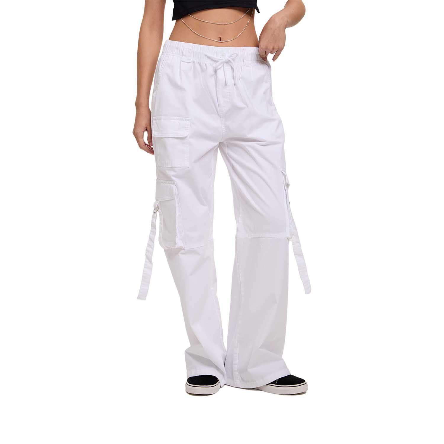Pantalón Mujer Cargo Tiras Blanco Fashion's Park-0